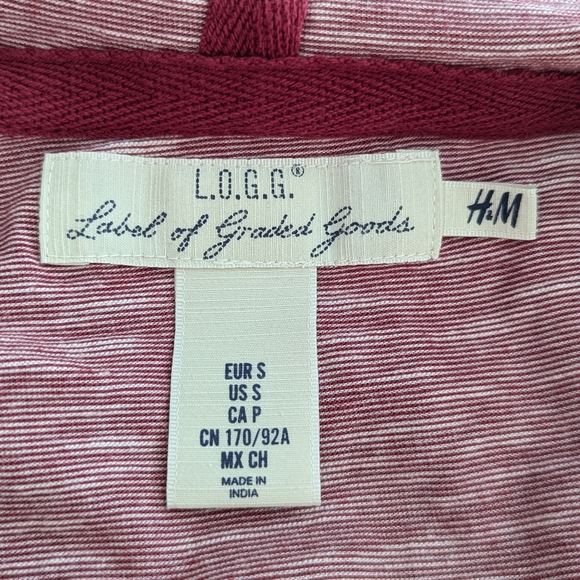 LOGG H&M Mens Hoodie Pullover Long Sleeve Shirt Red Heather Sz Sm EUC - Picture 10 of 15